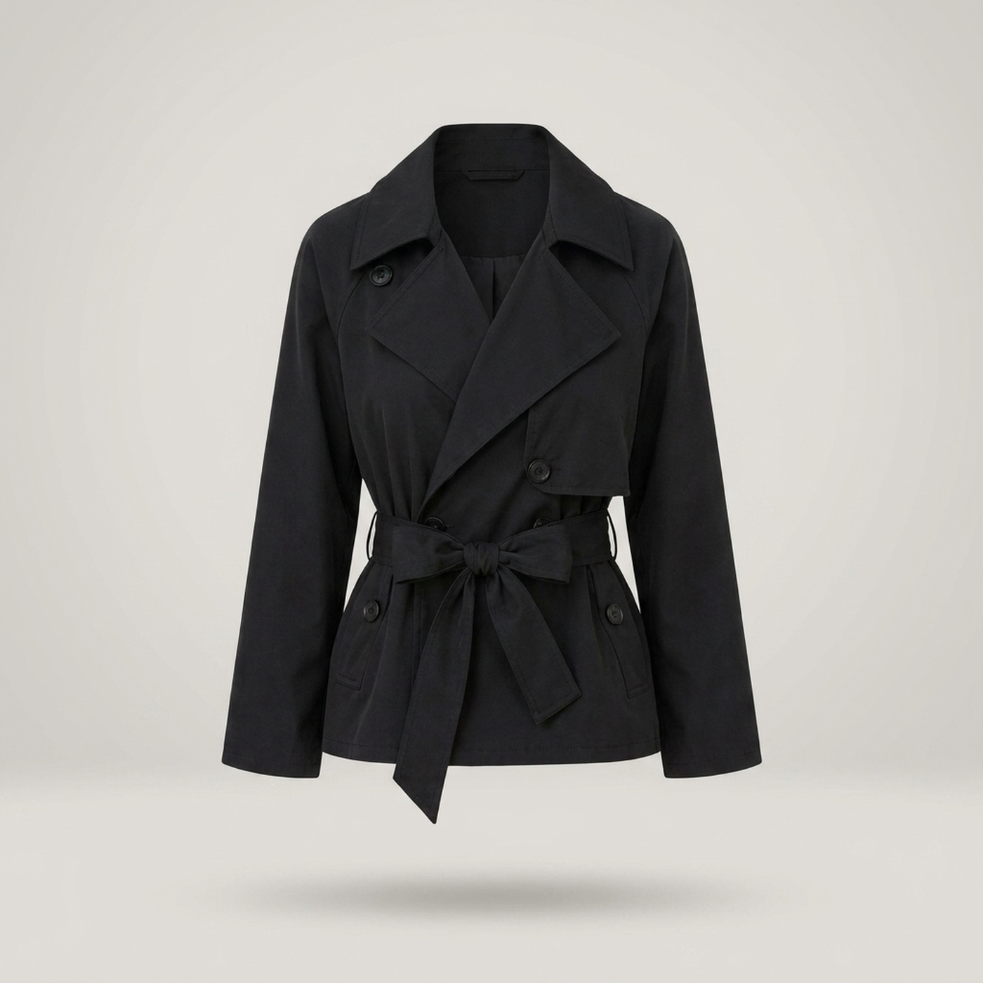 PLUXSTYLE::numise::cropped-tie-waist-parka::pack-black