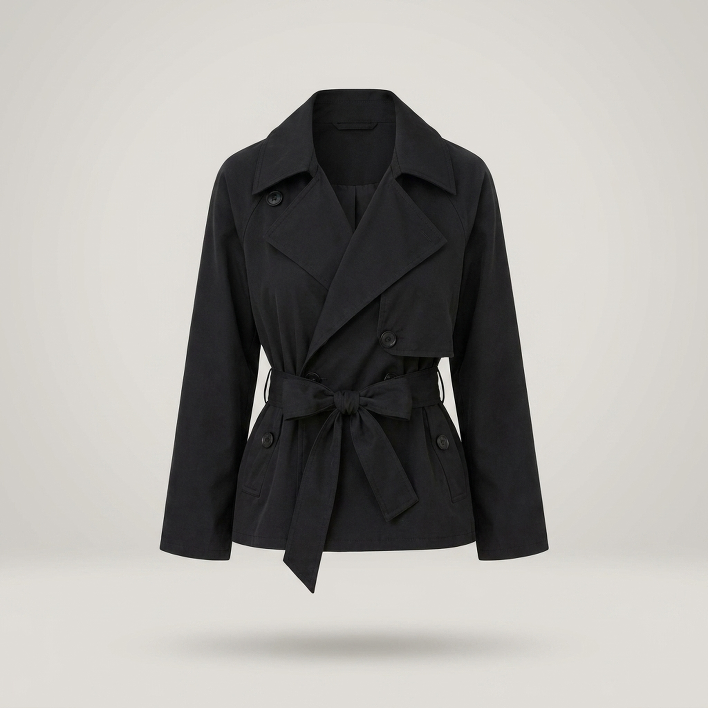 PLUXSTYLE::numise::cropped-tie-waist-parka::pack-black