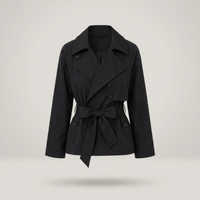 PLUXSTYLE::numise::cropped-tie-waist-parka::pack-black