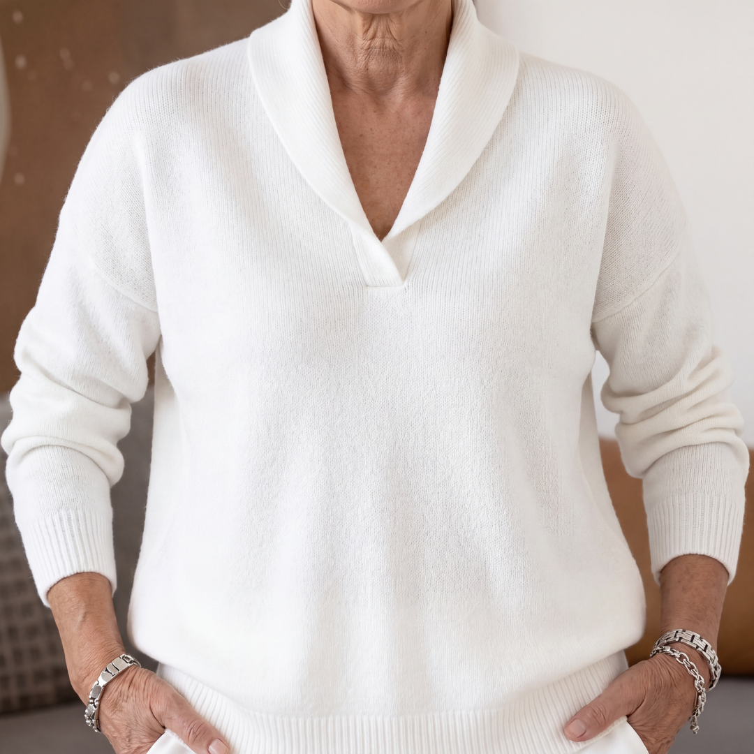 Pull femme à coupe décontractée et col en V
