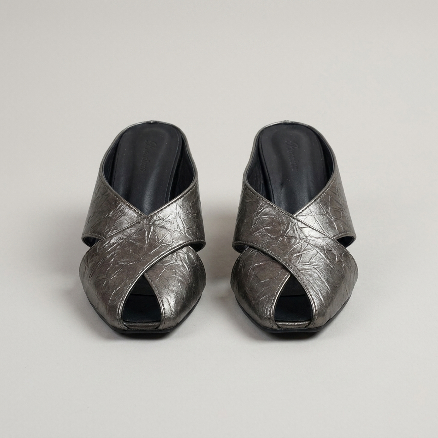 PLUXSTYLE::numise::womens-square-toe-cross-strap-mules::pack-lead-grey