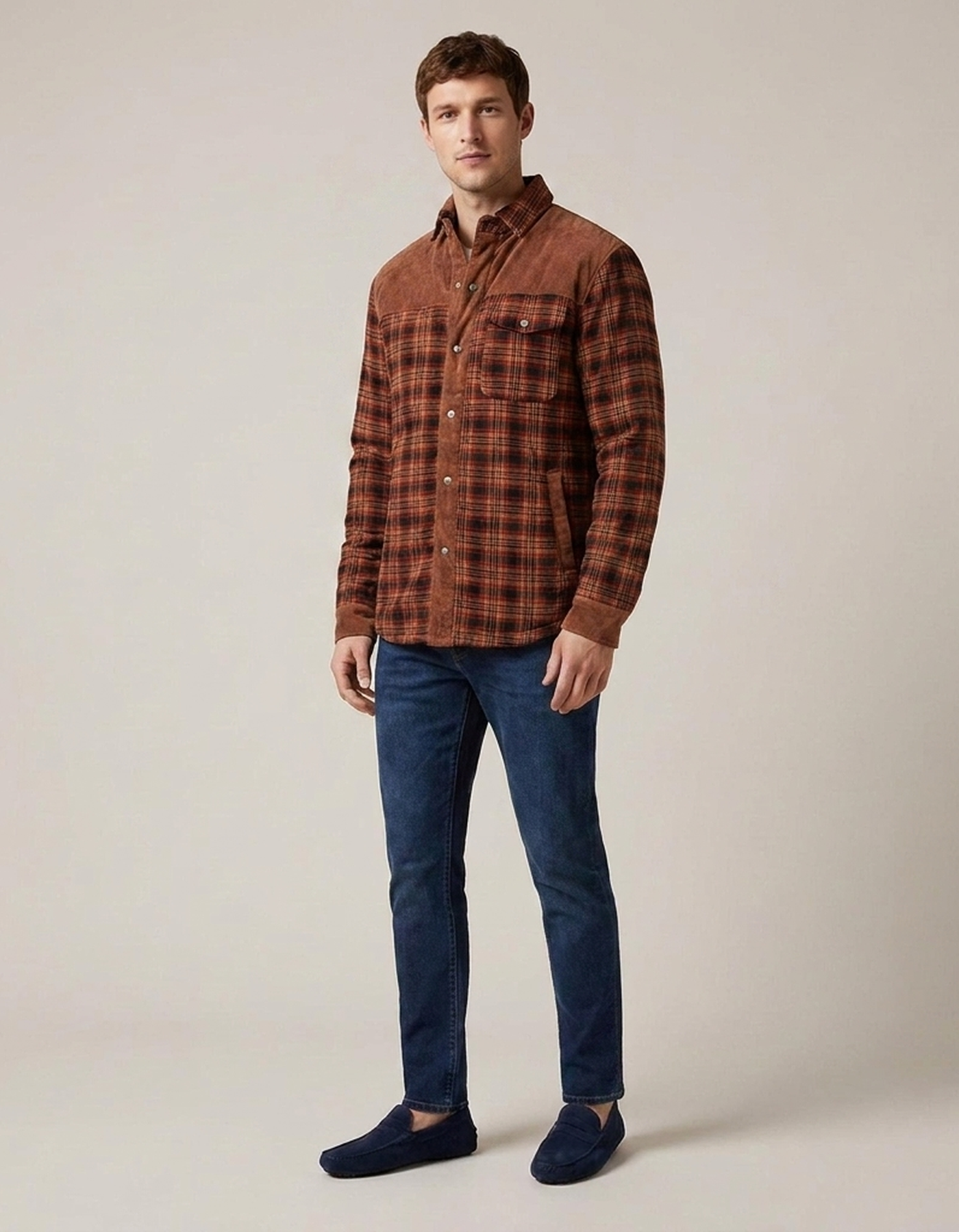 PLUXSTYLE::numise::mens-relaxed-fit-plaid-parka::front