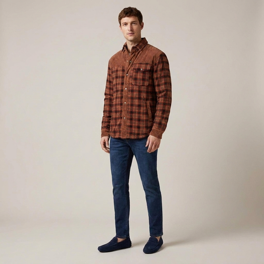 PLUXSTYLE::numise::mens-relaxed-fit-plaid-parka::front