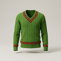 PLUXSTYLE::numise::mens-textured-v-neck-sweater::pack-green