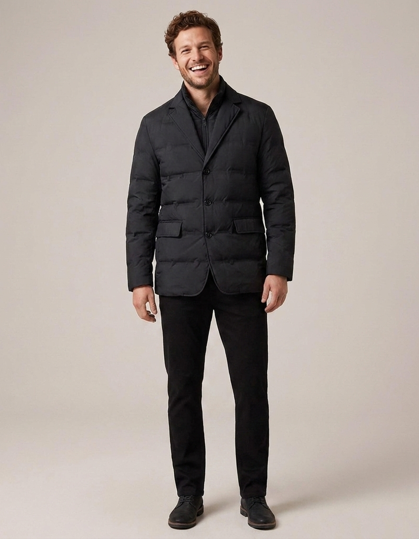 PLUXSTYLE::numise::mens-notch-lapel-puffer-parka::front