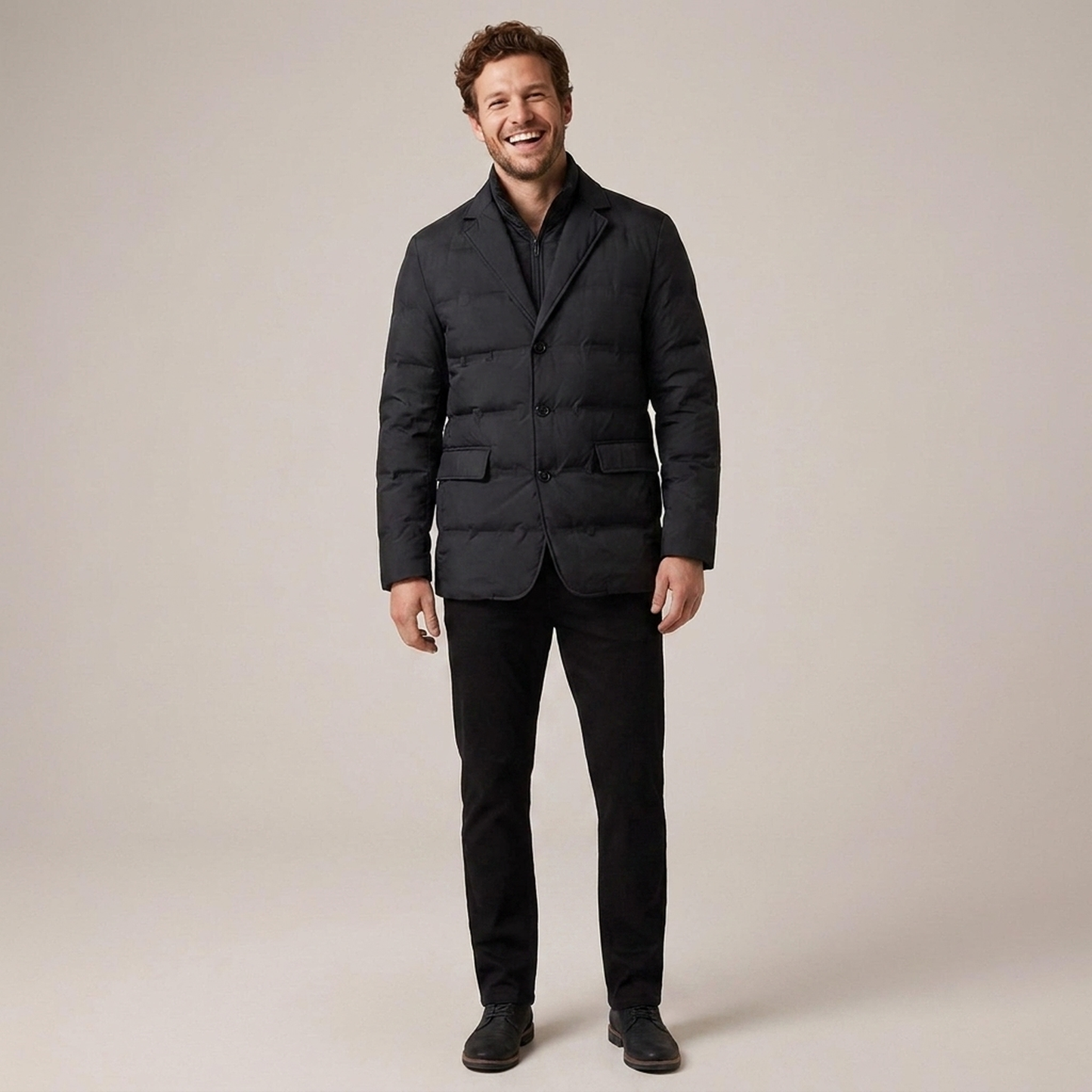 PLUXSTYLE::numise::mens-notch-lapel-puffer-parka::front