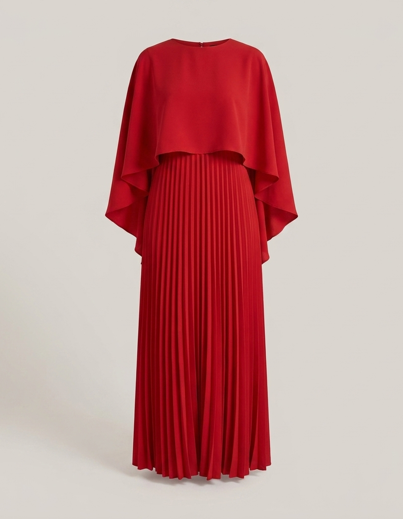 PLUXSTYLE::numise::alicia-pleated-cape-maxi-dress::pack-red