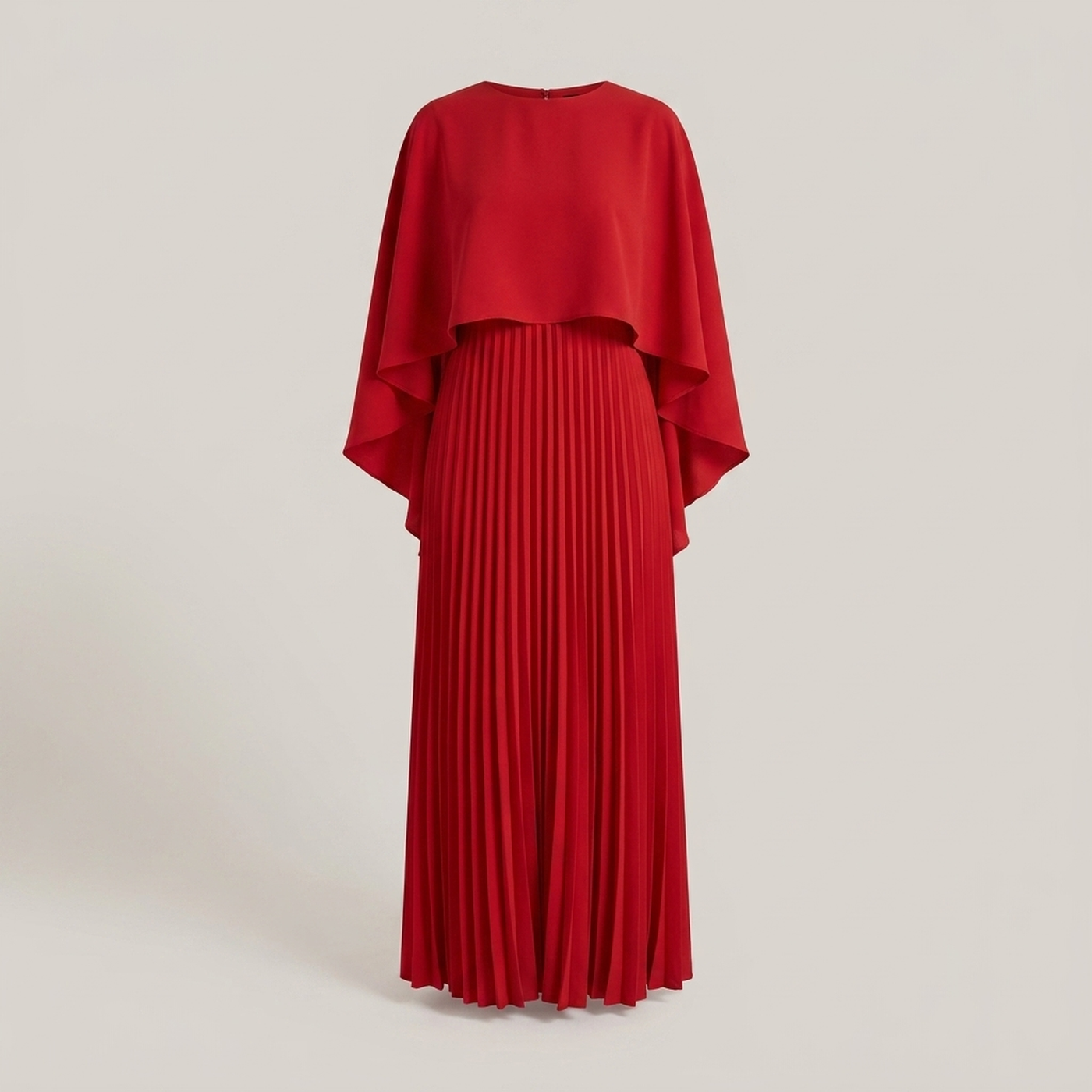 PLUXSTYLE::numise::alicia-pleated-cape-maxi-dress::pack-red