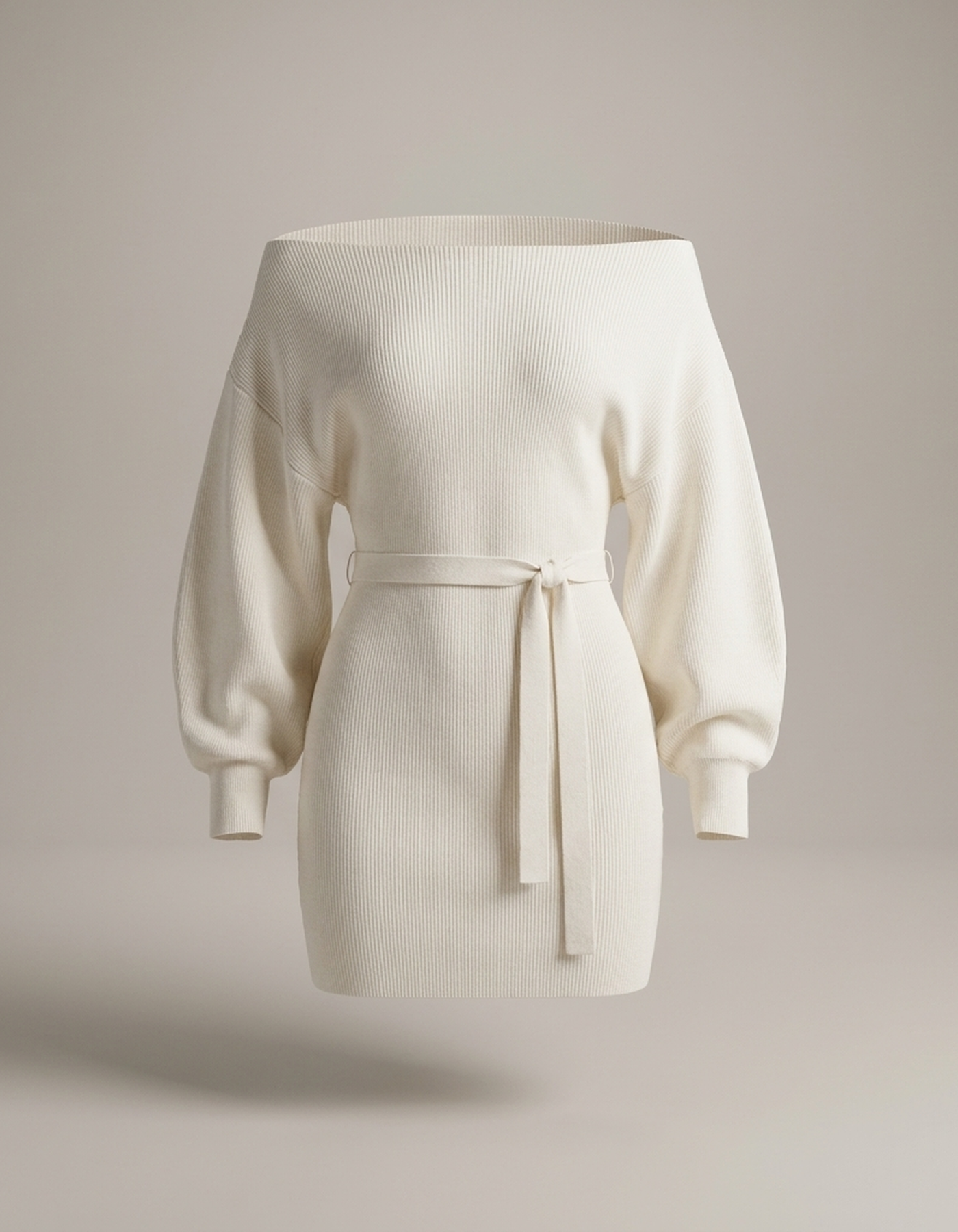 PLUXSTYLE::numise::bardot-tie-waist-mini-dress::pack-ivory