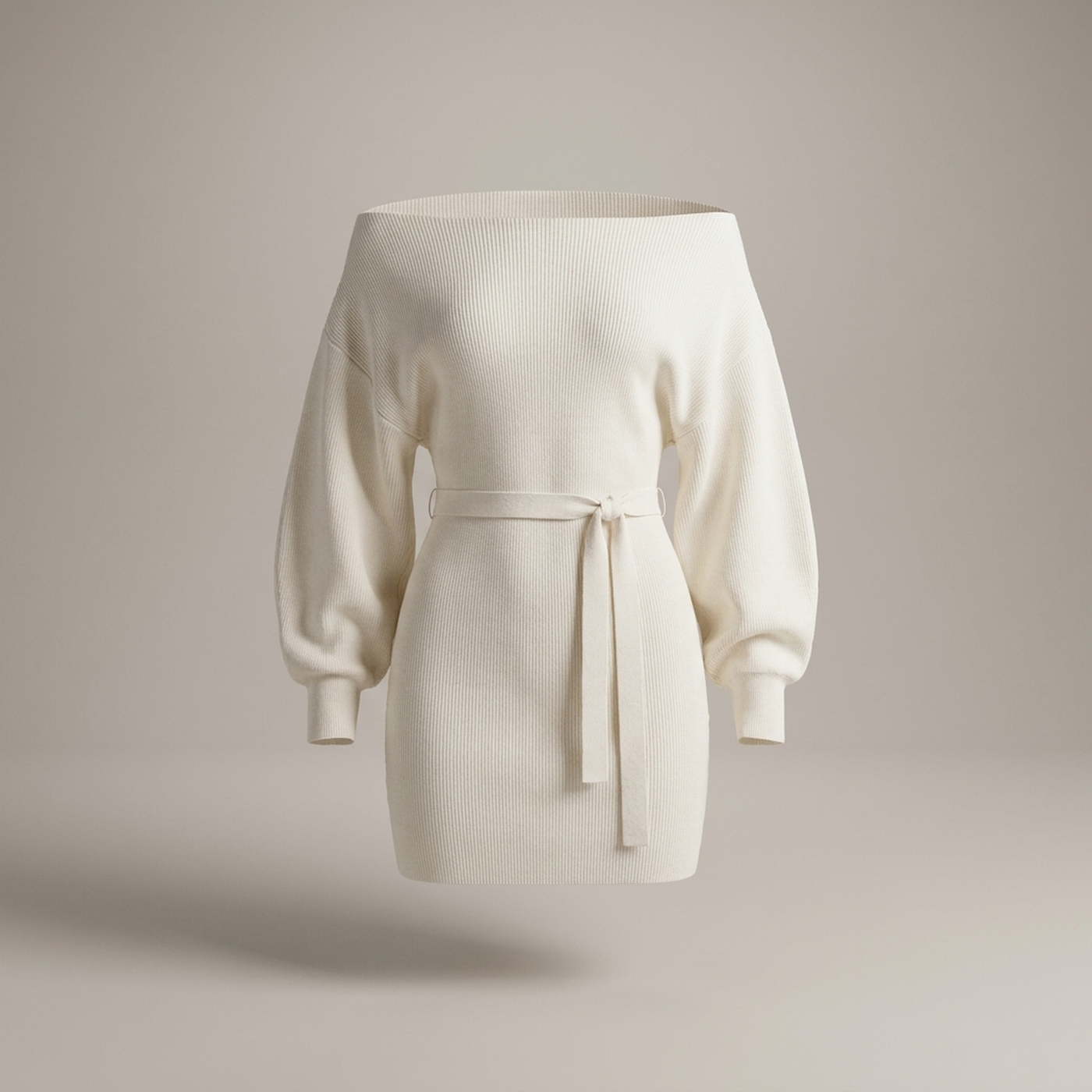 PLUXSTYLE::numise::bardot-tie-waist-mini-dress::pack-ivory