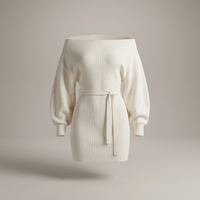 PLUXSTYLE::numise::bardot-tie-waist-mini-dress::pack-ivory