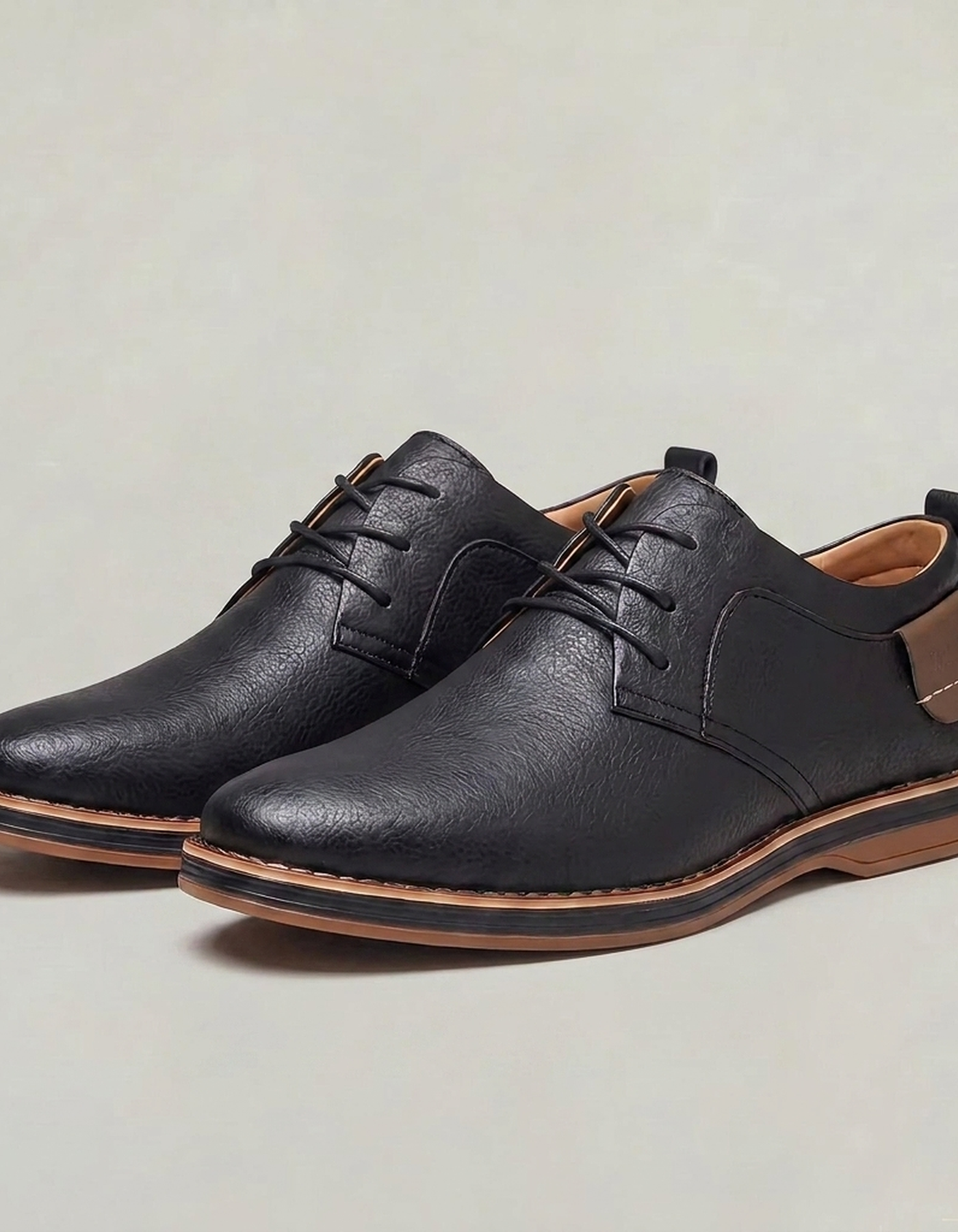 PLUXSTYLE::numise::mens-comfort-fit-textured-dress-shoes::pack-black