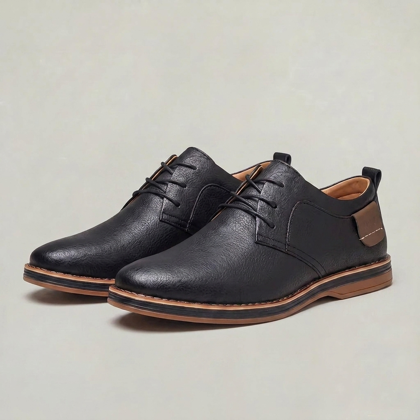 PLUXSTYLE::numise::mens-comfort-fit-textured-dress-shoes::pack-black