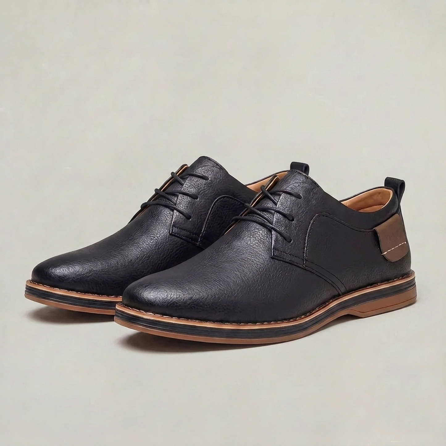 PLUXSTYLE::numise::mens-comfort-fit-textured-dress-shoes::pack-black