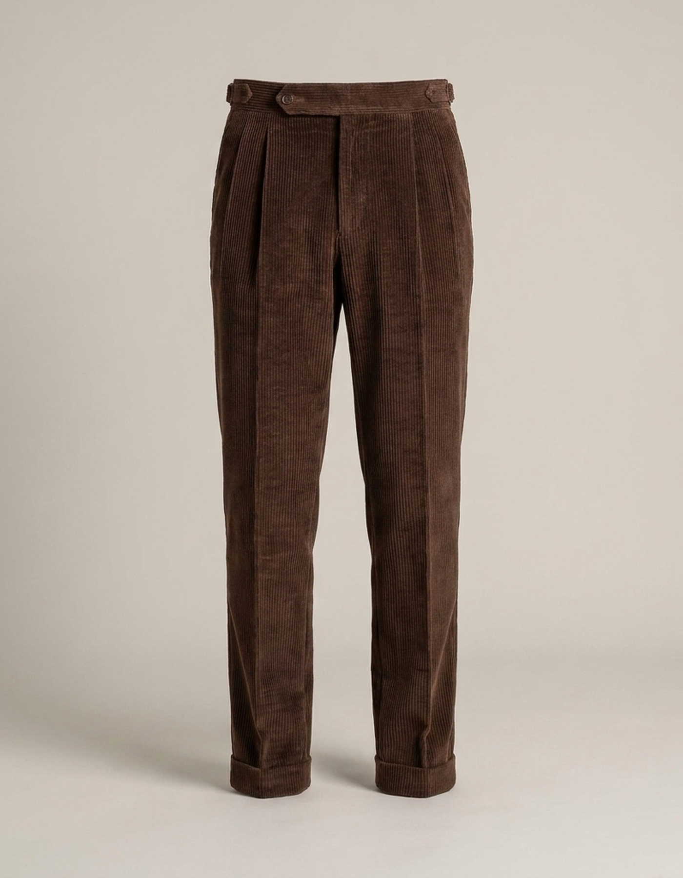 PLUXSTYLE::numise::mens-tailored-pleated-trousers::pack-coffee-brown