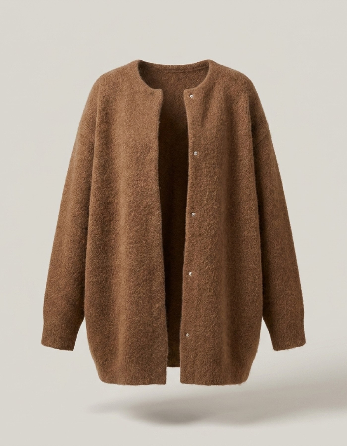 PLUXSTYLE::numise::longline-button-front-cardigan::pack-brown