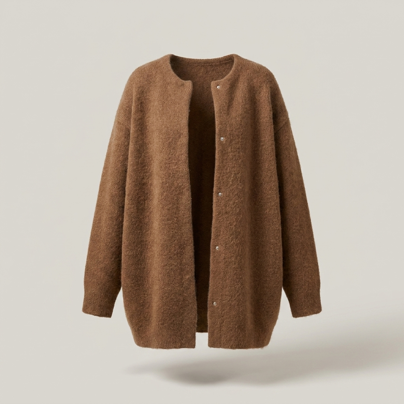 PLUXSTYLE::numise::longline-button-front-cardigan::pack-brown