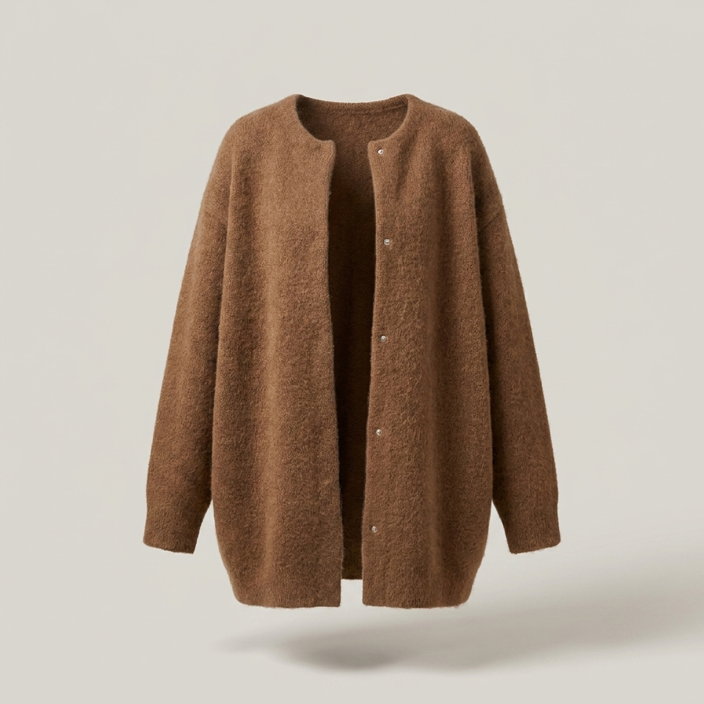 PLUXSTYLE::numise::longline-button-front-cardigan::pack-brown