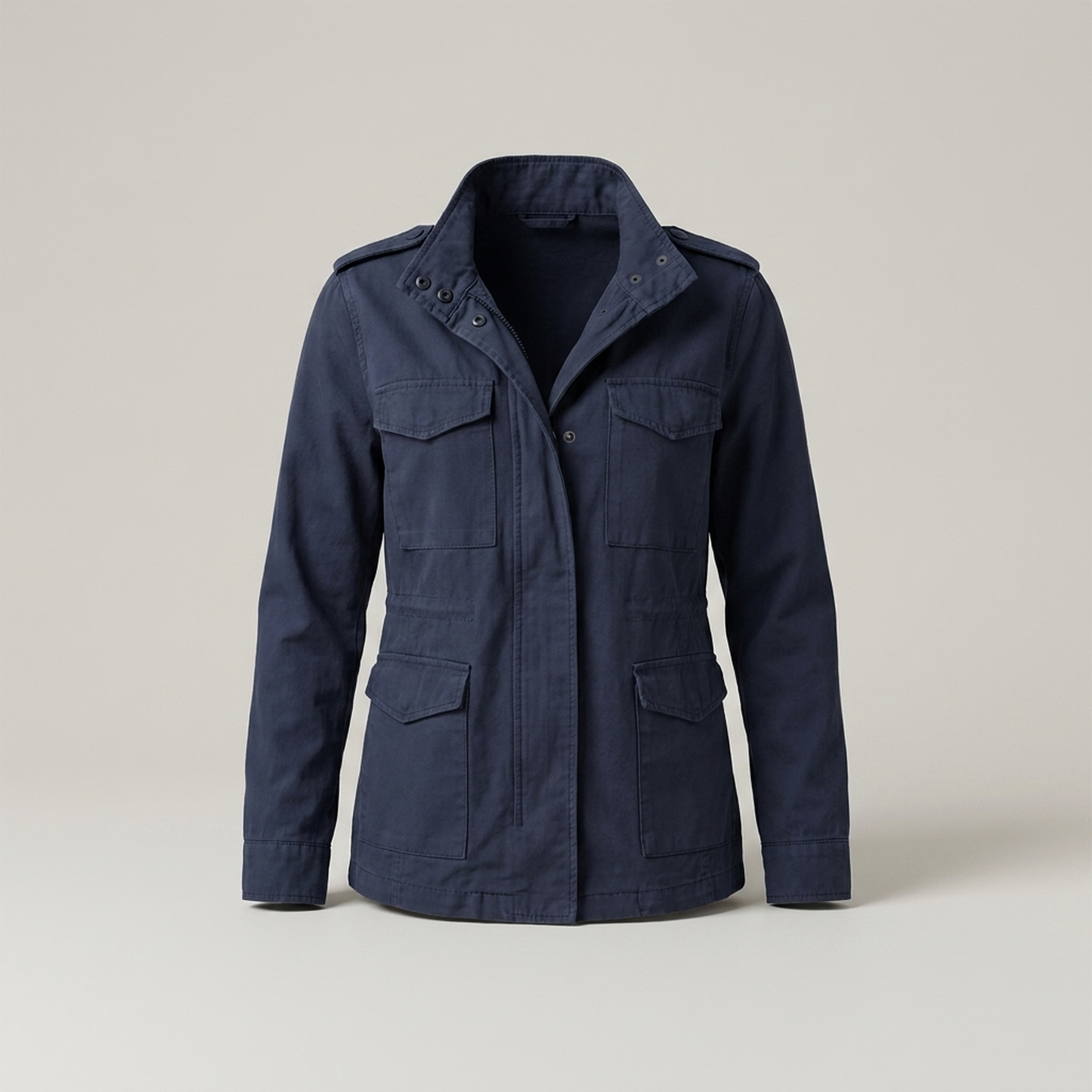 PLUXSTYLE::numise::military-inspired-utility-parka::pack-navy-blue