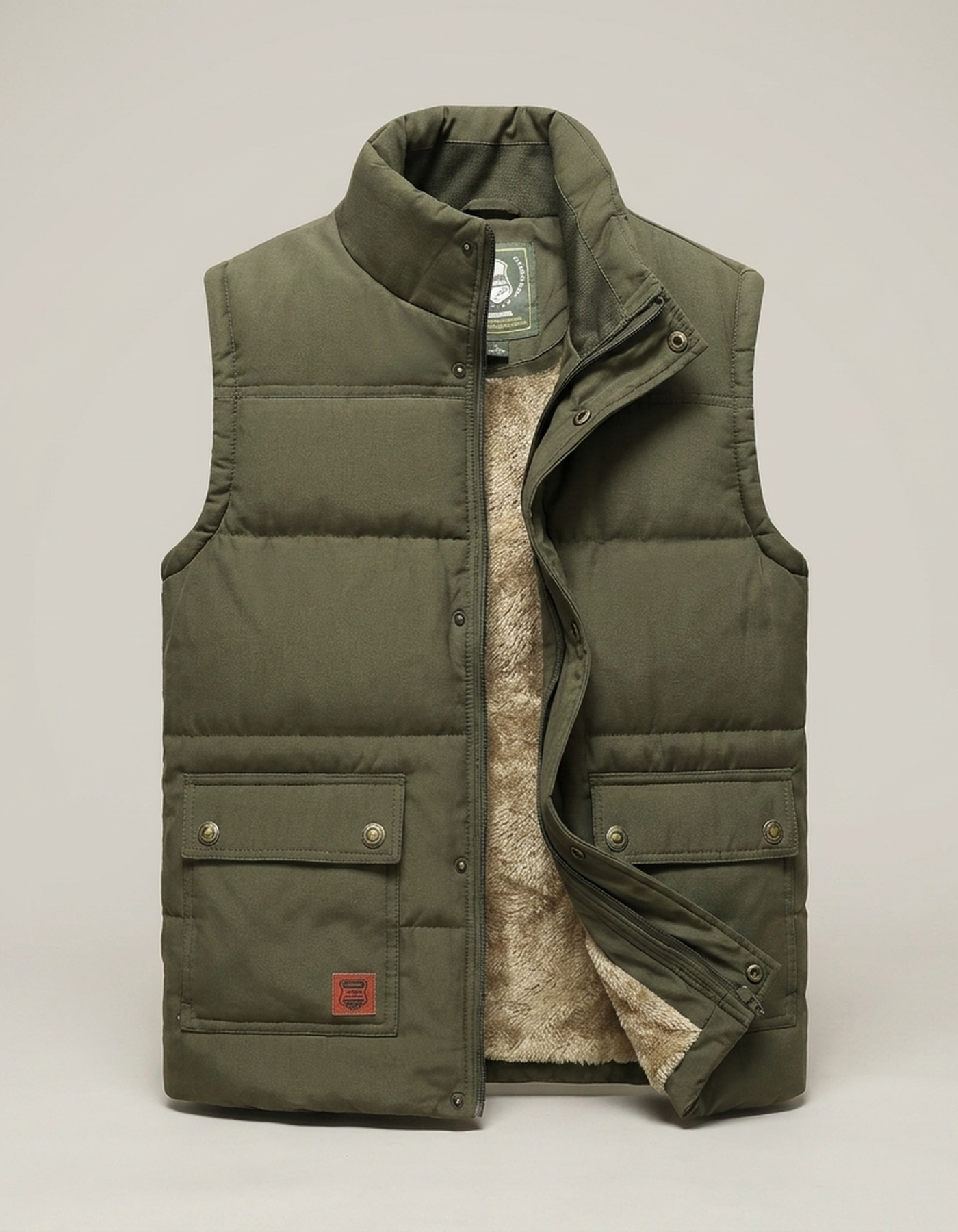 PLUXSTYLE::numise::mens-warm-lined-vest::pack-khaki