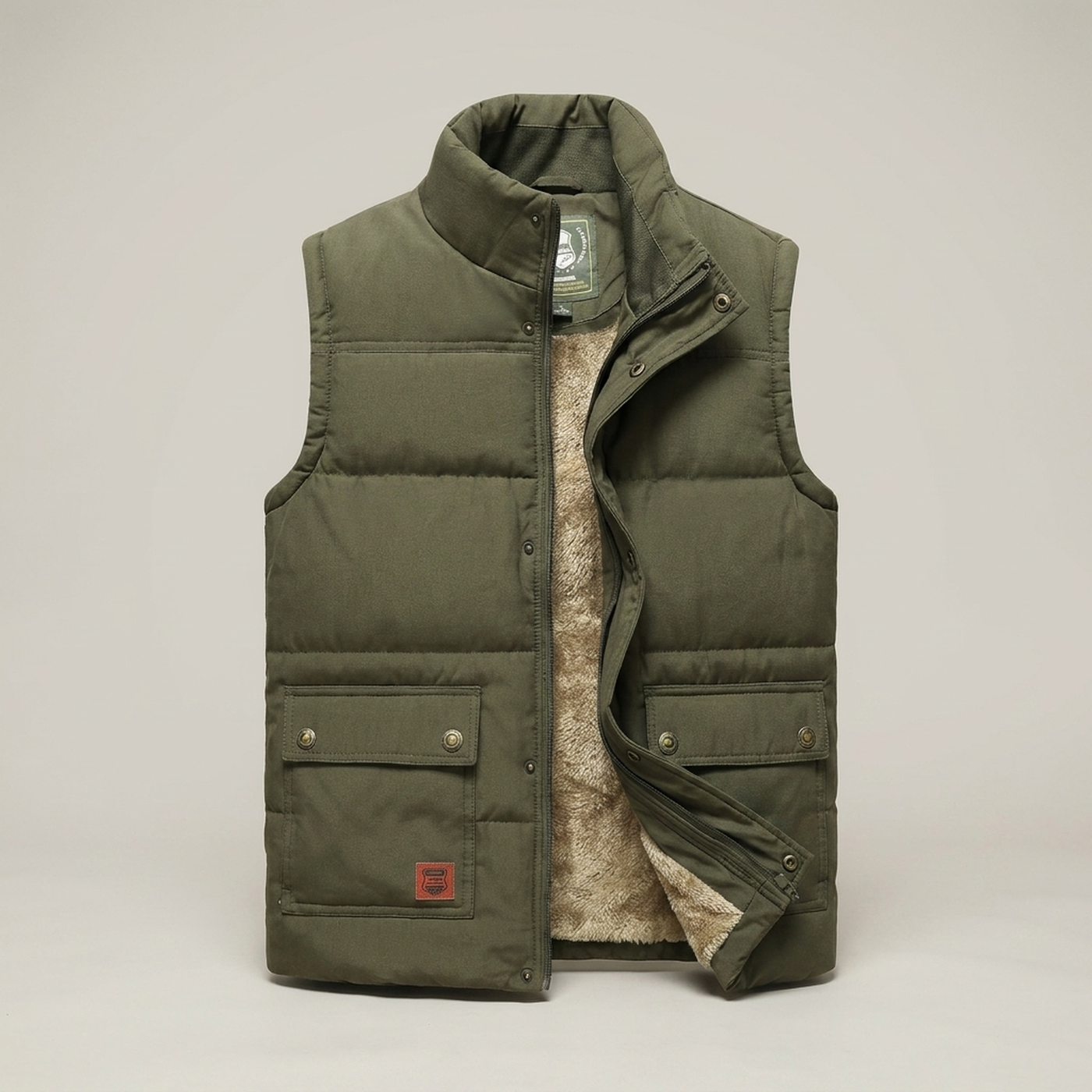 PLUXSTYLE::numise::mens-warm-lined-vest::pack-khaki