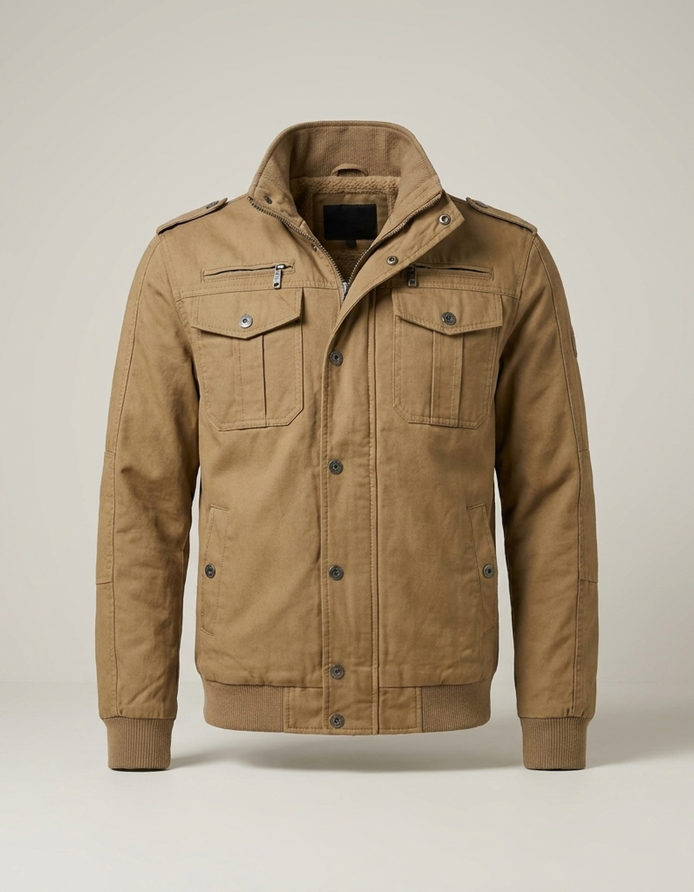 PLUXSTYLE::numise::aiden-stand-collar-parka::pack-khaki