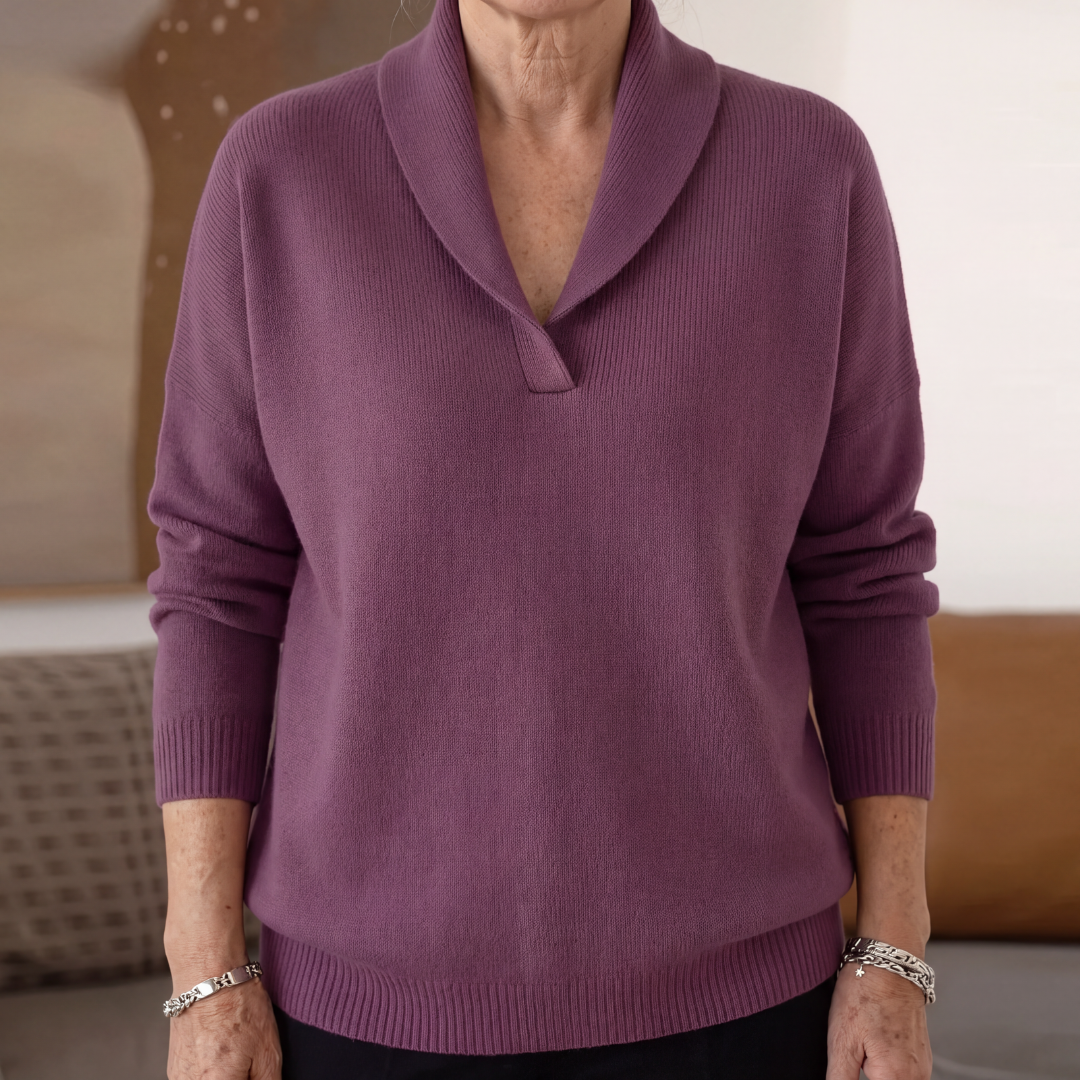 Pull femme à coupe décontractée et col en V