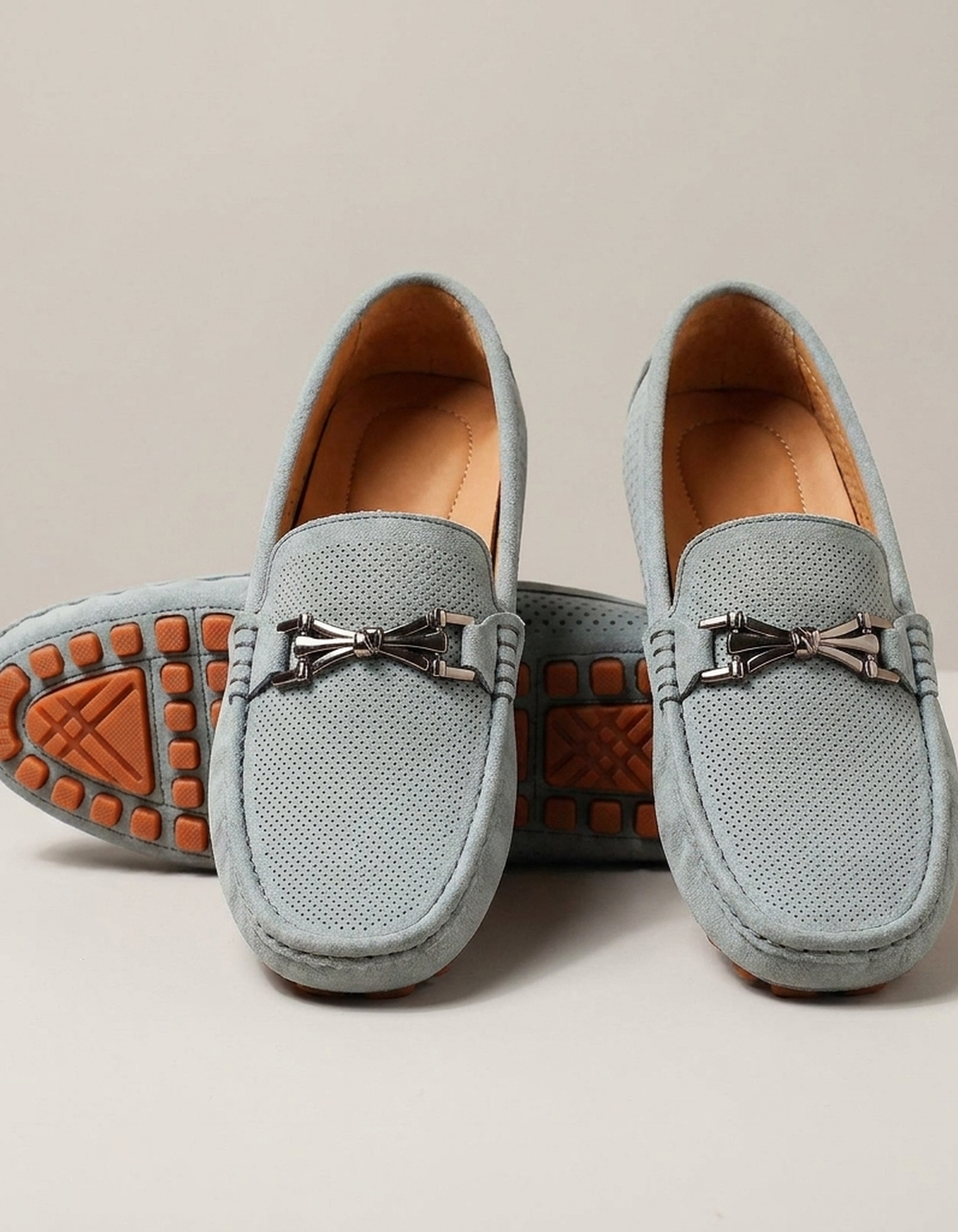 PLUXSTYLE::numise::mens-perforated-slip-on-loafers::pack-grey