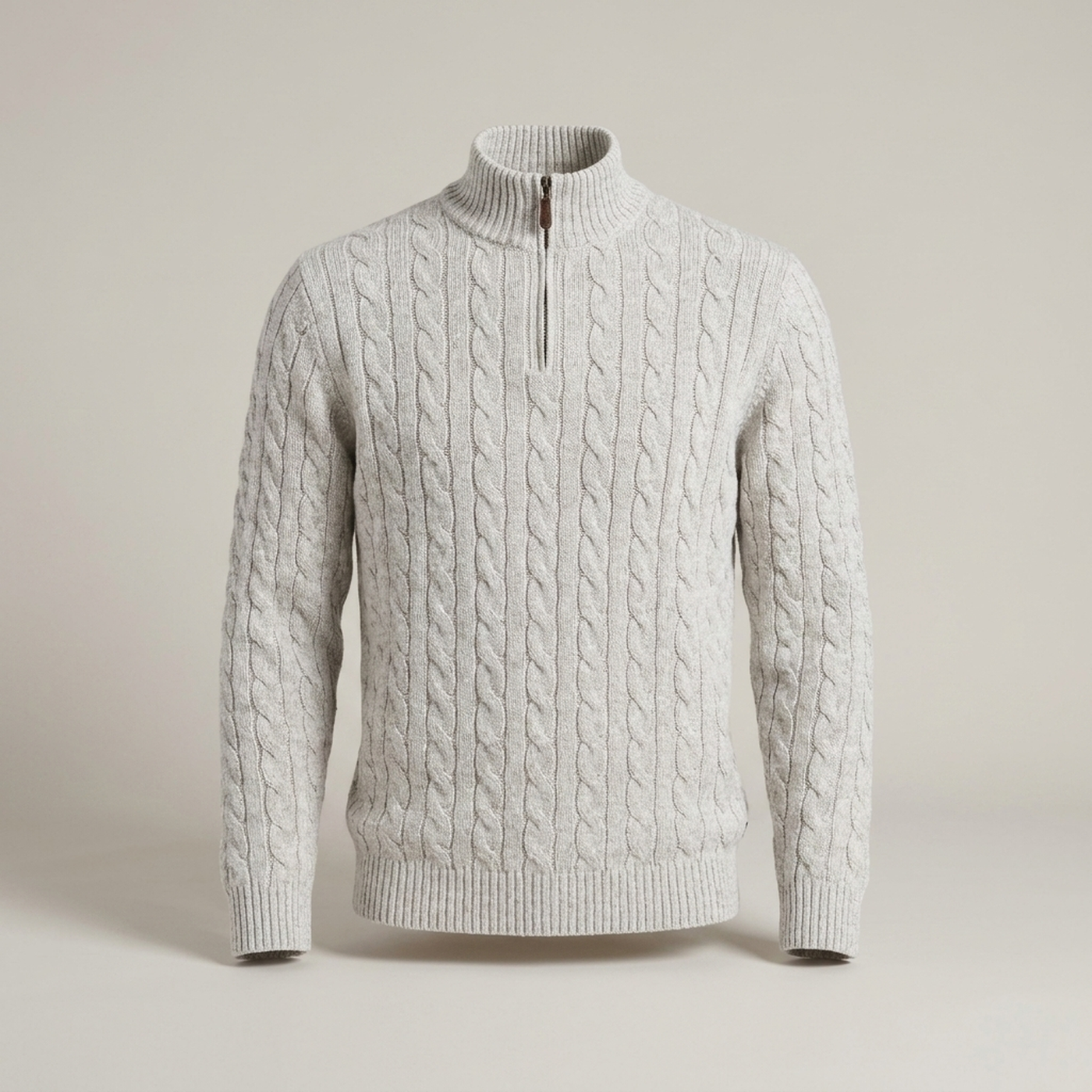 PLUXSTYLE::numise::mens-cable-textured-half-zip-sweater::pack-grey
