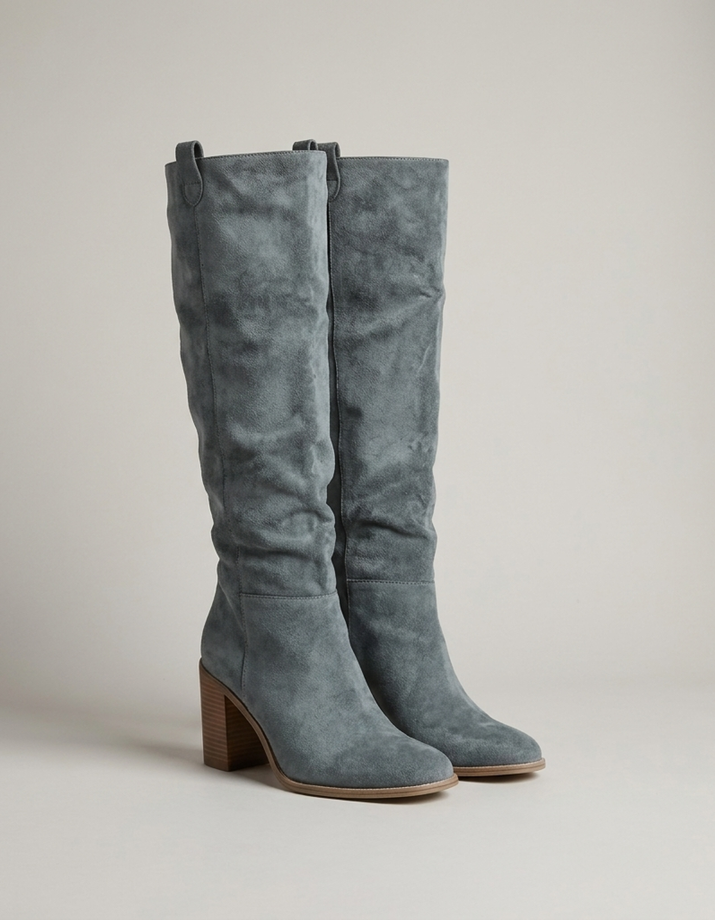 PLUXSTYLE::numise::pull-on-block-heel-knee-high-boots::pack-grey