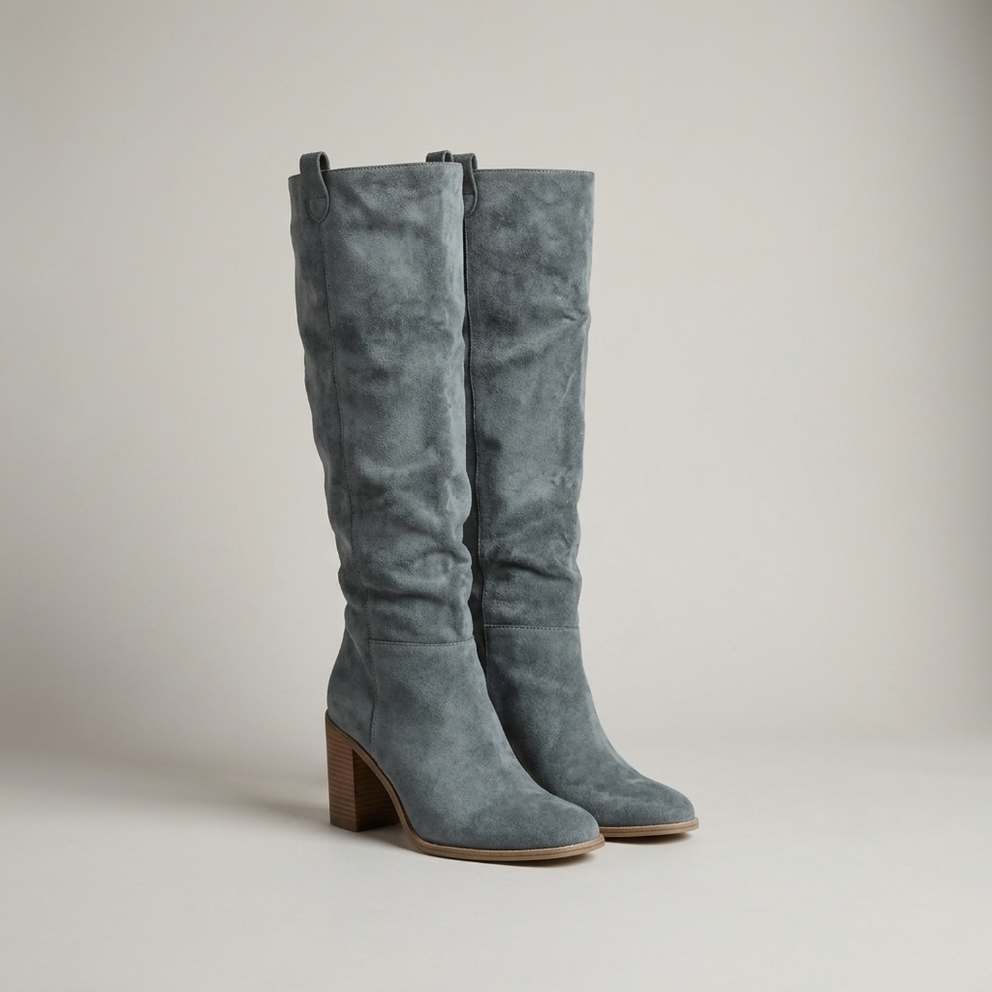 PLUXSTYLE::numise::pull-on-block-heel-knee-high-boots::pack-grey