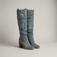 PLUXSTYLE::numise::pull-on-block-heel-knee-high-boots::pack-grey