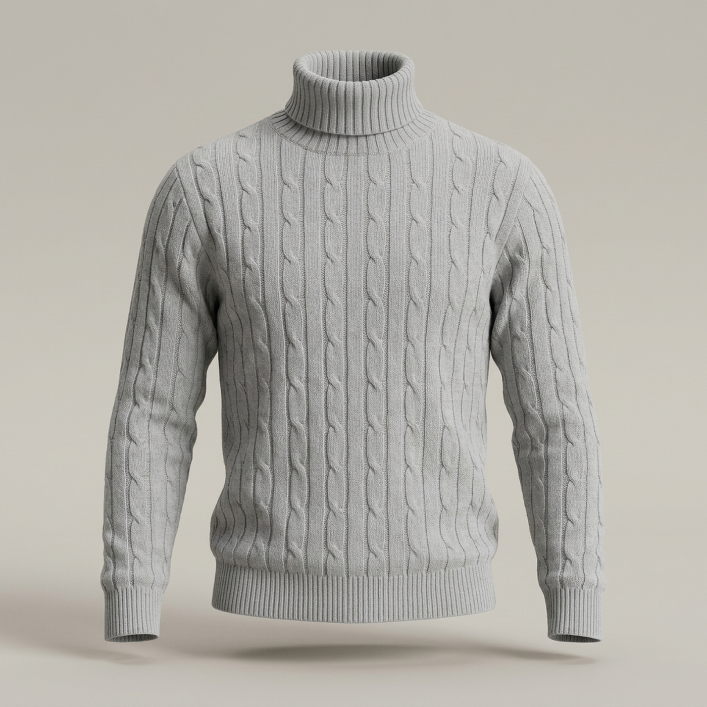 PLUXSTYLE::numise::mens-cable-turtleneck-sweater::pack-light-gray