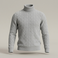 PLUXSTYLE::numise::mens-cable-turtleneck-sweater::pack-light-gray