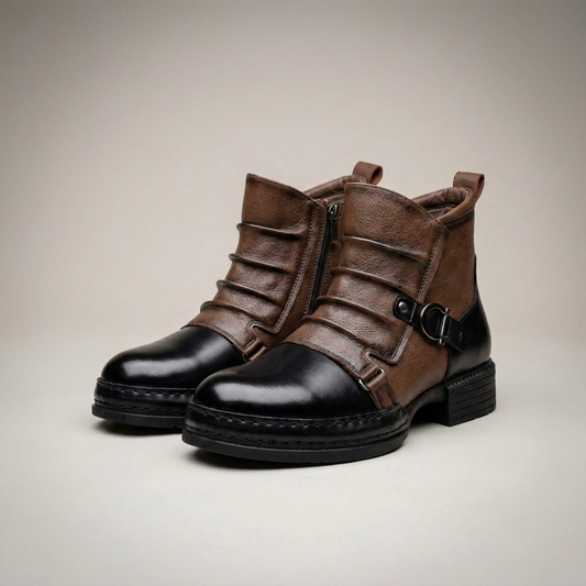 PLUXSTYLE::numise::mens-side-zip-buckle-boots::closeup-detail