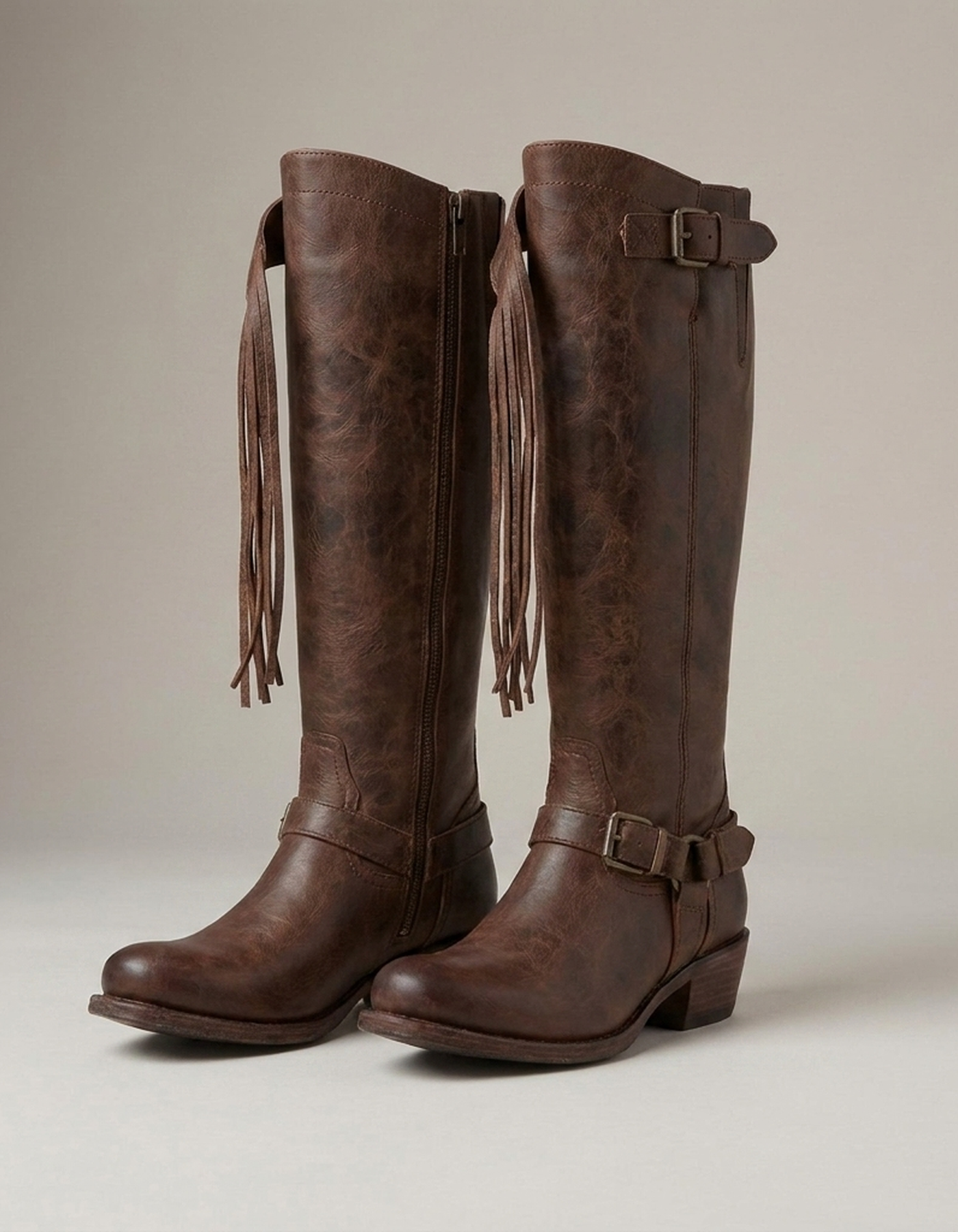PLUXSTYLE::numise::side-zip-western-knee-high-boots::closeup-detail