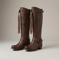 PLUXSTYLE::numise::side-zip-western-knee-high-boots::closeup-detail