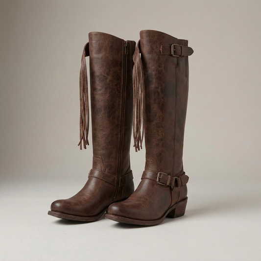 PLUXSTYLE::numise::side-zip-western-knee-high-boots::closeup-detail