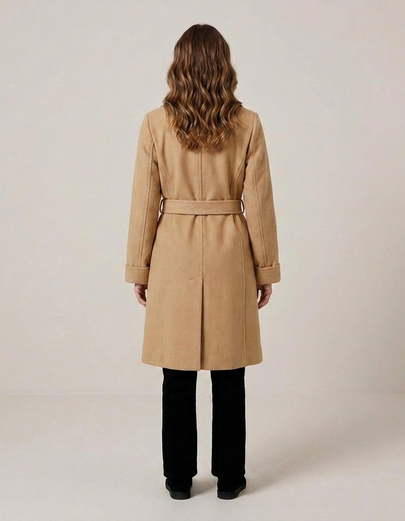 PLUXSTYLE::numise::waist-defining-wrap-parka::back