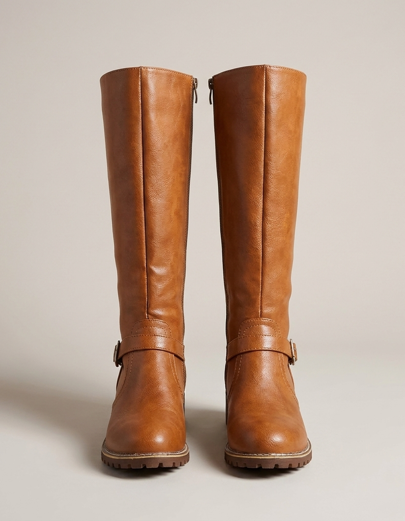 PLUXSTYLE::numise::supportive-buckle-tall-boots::pack-light-brown