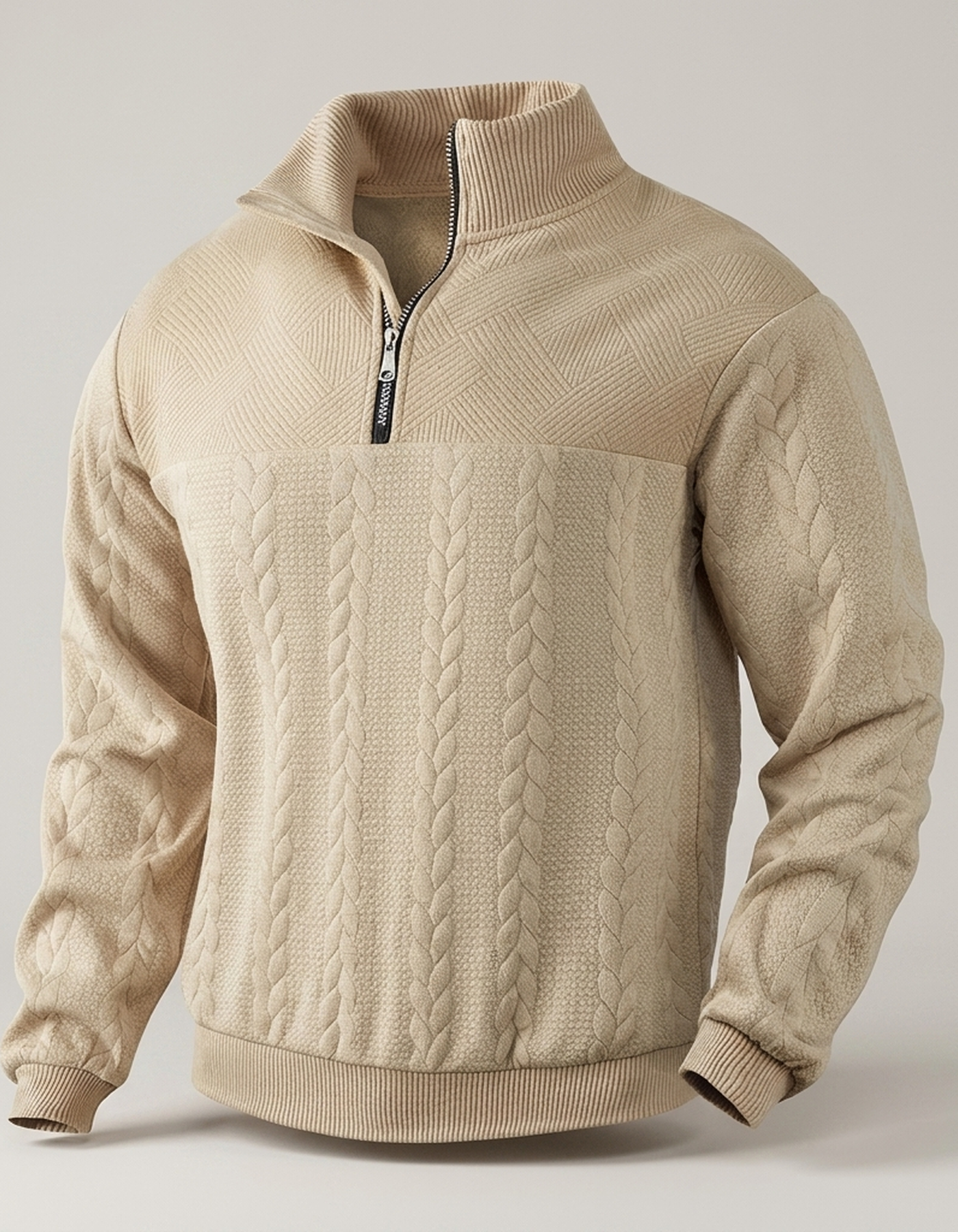 PLUXSTYLE::numise::arthur-half-zip-sweater::pack-khaki