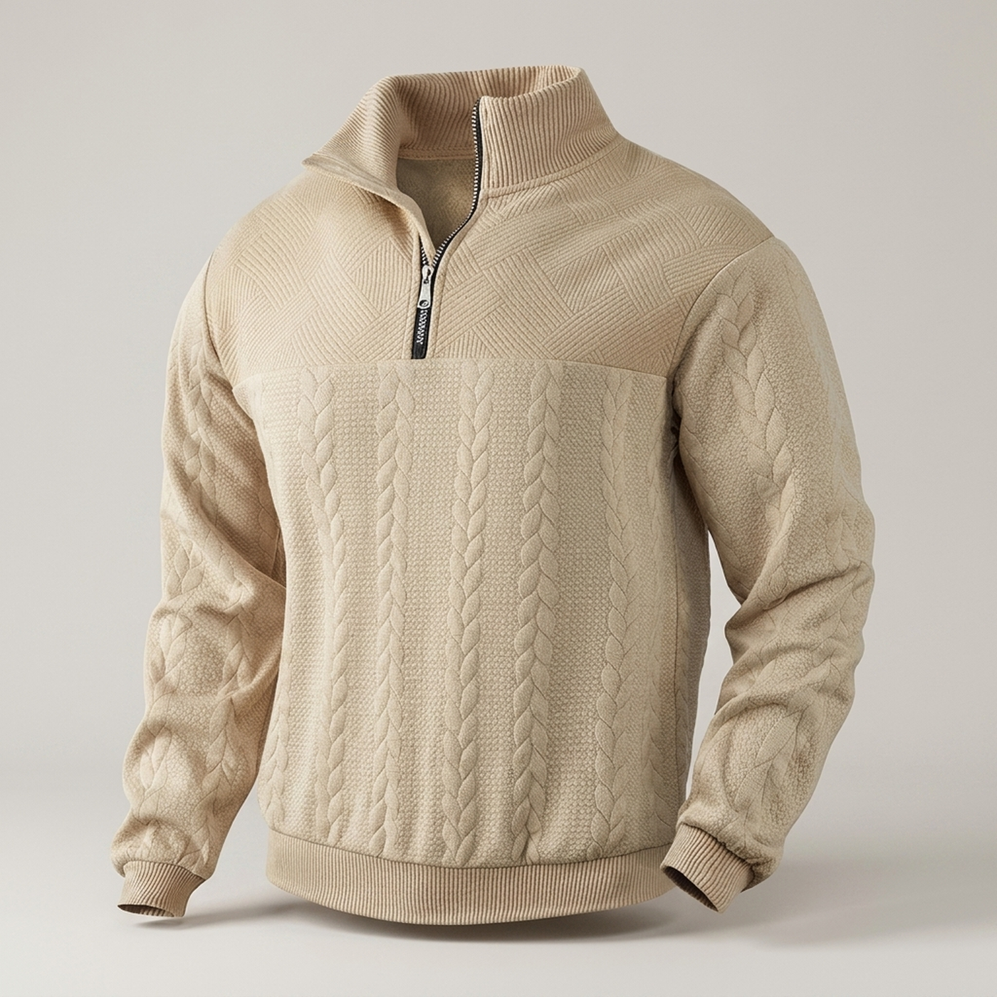 PLUXSTYLE::numise::arthur-half-zip-sweater::pack-khaki
