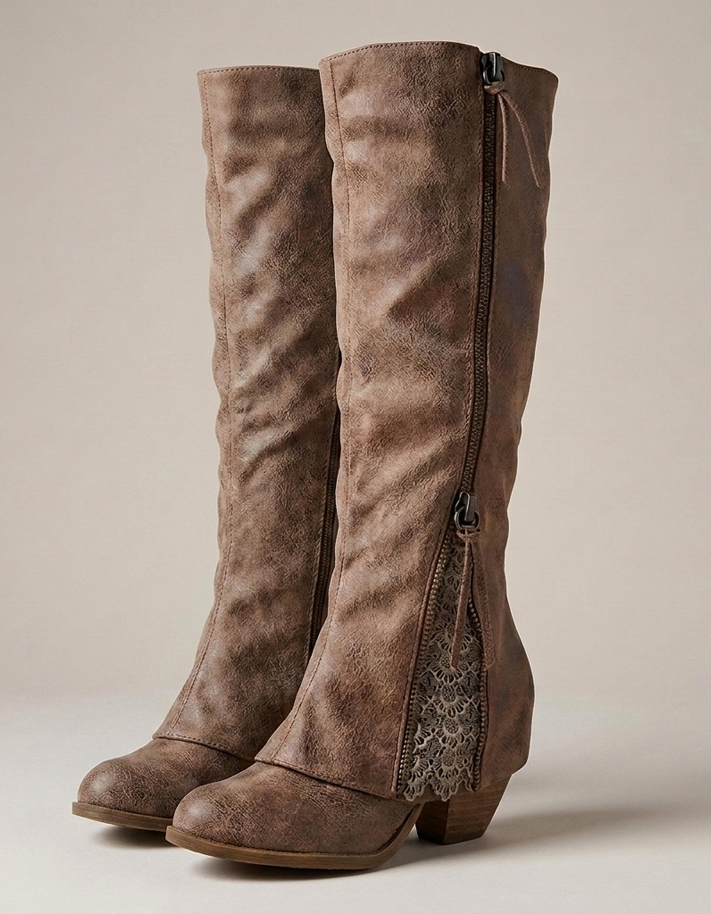 PLUXSTYLE::numise::moana-block-heel-knee-high-boots::closeup-detail