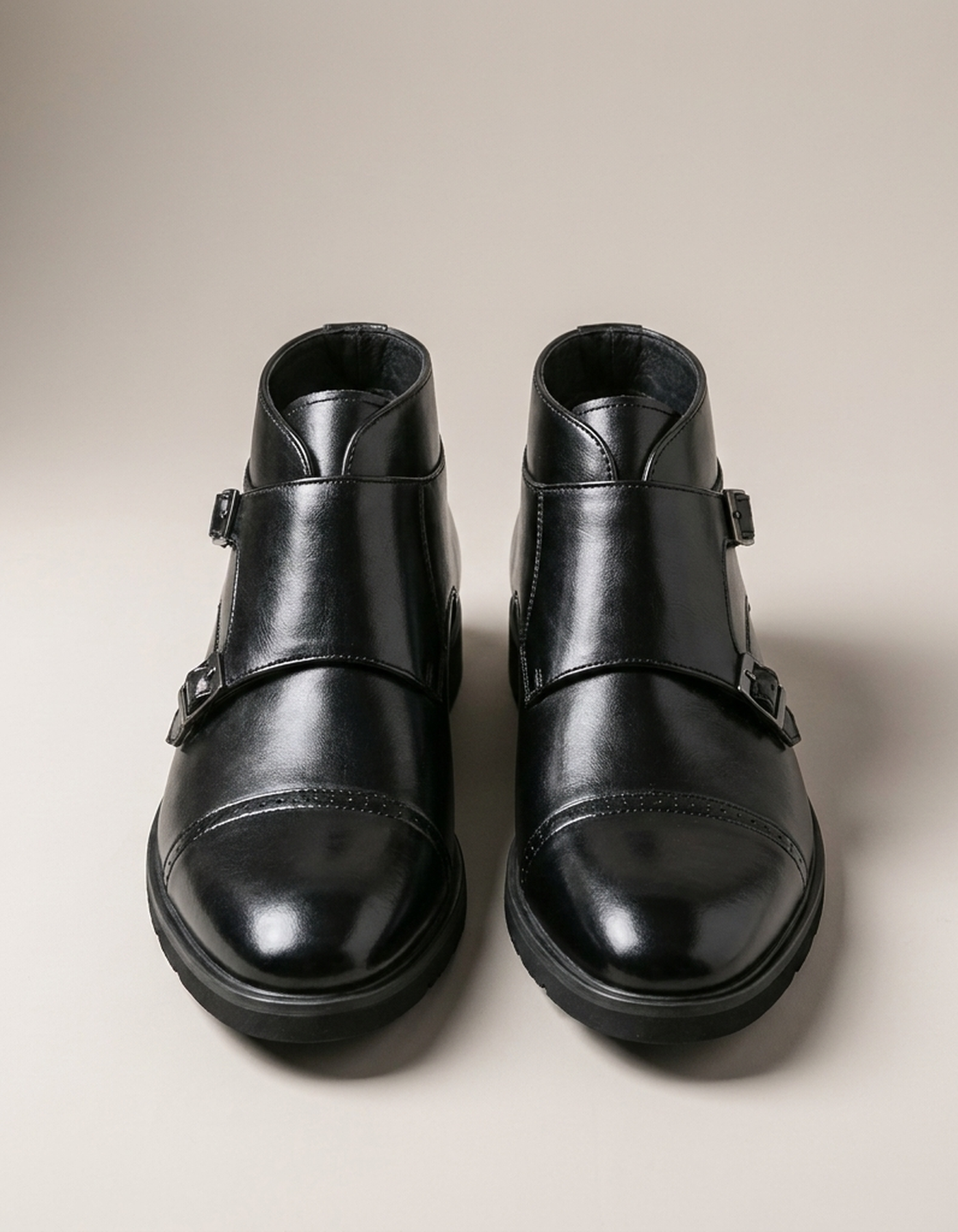 PLUXSTYLE::numise::mens-double-monk-ankle-boots::pack-black