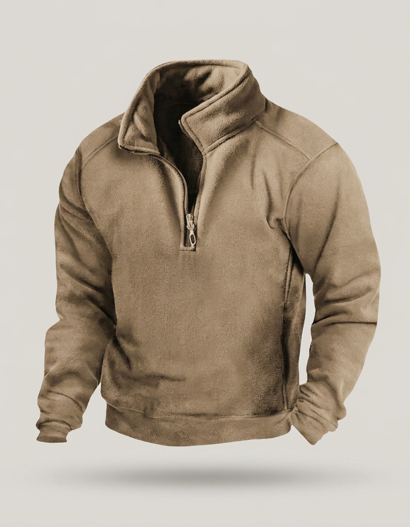 PLUXSTYLE::numise::mens-quarter-zip-parka::pack-khaki