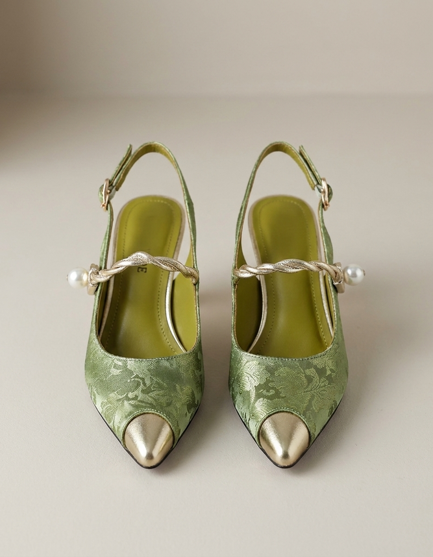 PLUXSTYLE::numise::amelie-pearl-strap-slingback-pumps::pack-green