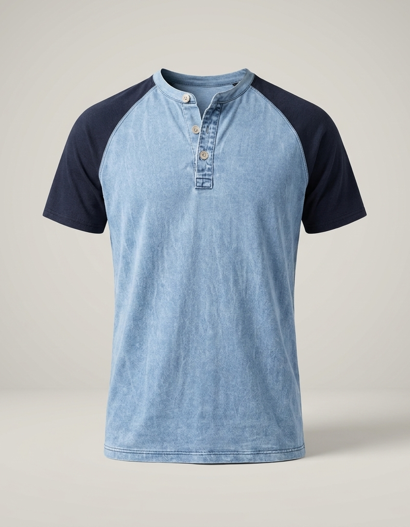 PLUXSTYLE::numise::acid-wash-henley-top::pack-blue