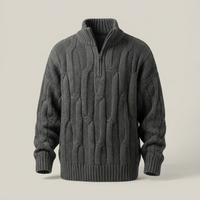 PLUXSTYLE::numise::chunky-cable-half-zip-sweater::pack-gray