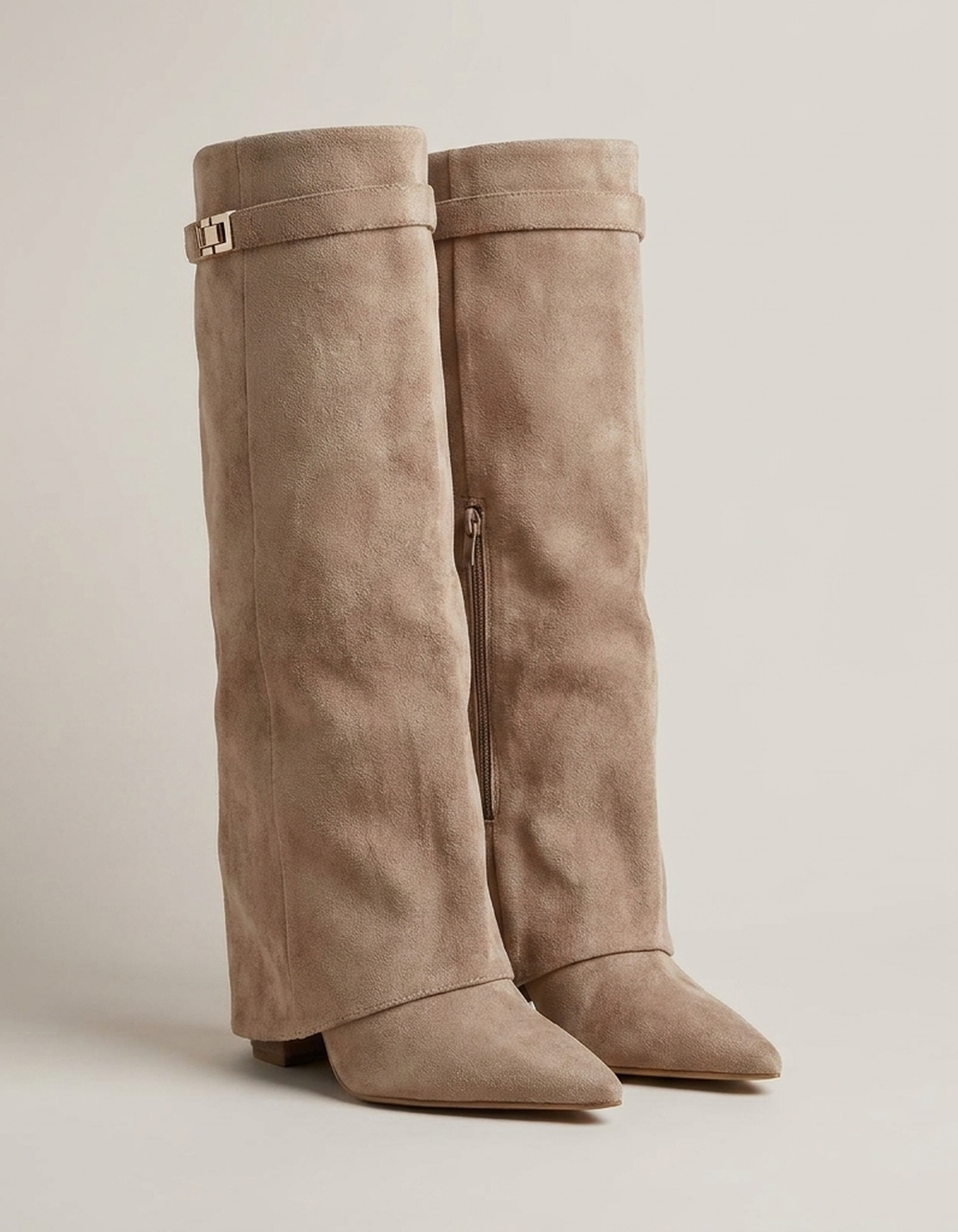 PLUXSTYLE::numise::gold-trim-knee-high-boots::pack-beige