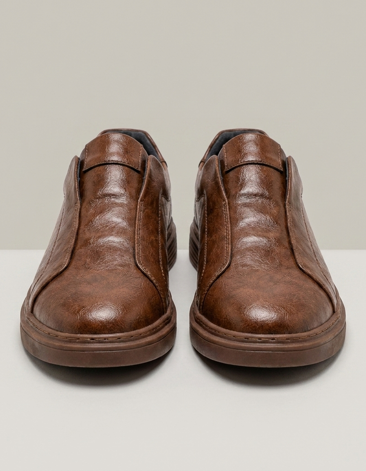 PLUXSTYLE::numise::mens-ridged-sole-slip-on-sneakers::pack-brown